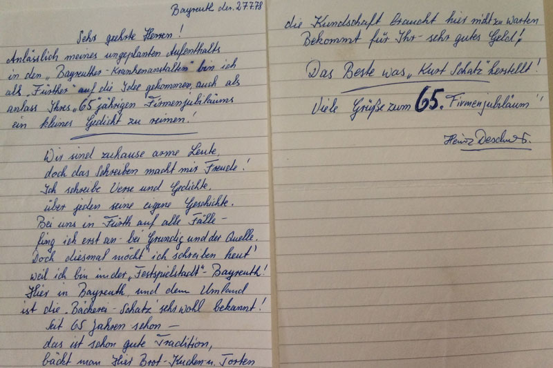 Zum 65.Jubiläum von einem Kunden – unvergesslich